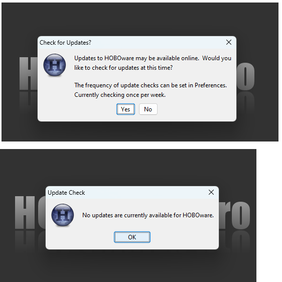 Updating HOBOware software screen views