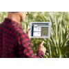 Farmer looking at data monitoring corn field